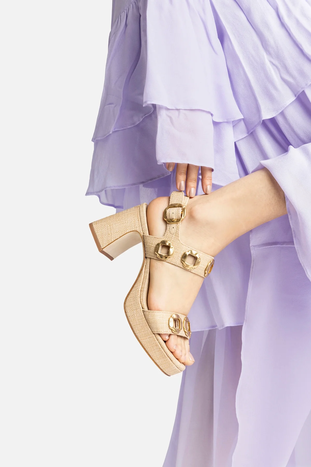 Milan Dolly Low In Beige Raffia - Image 2