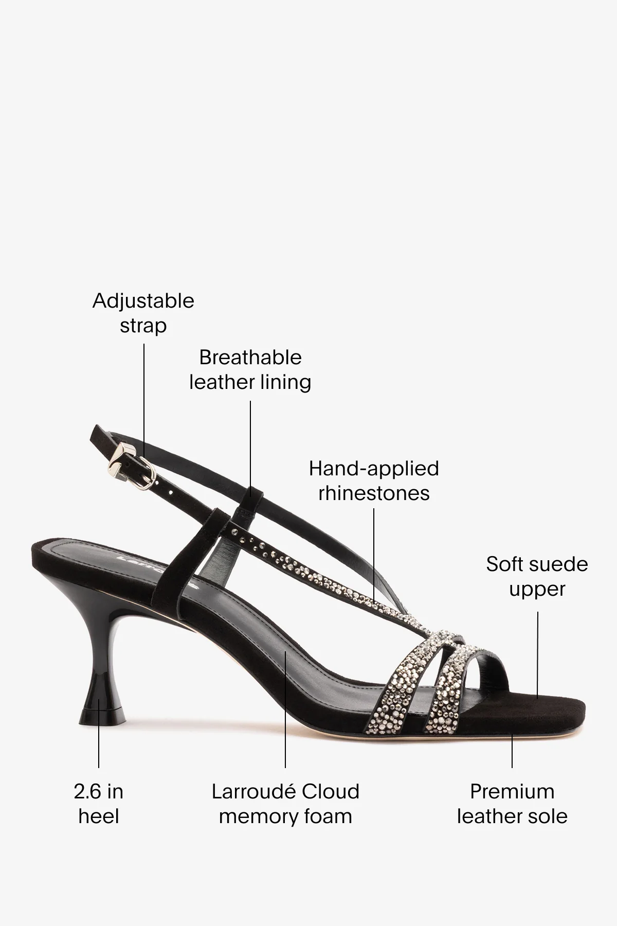 Daphne Crystal Sandal Black Leather - Image 5
