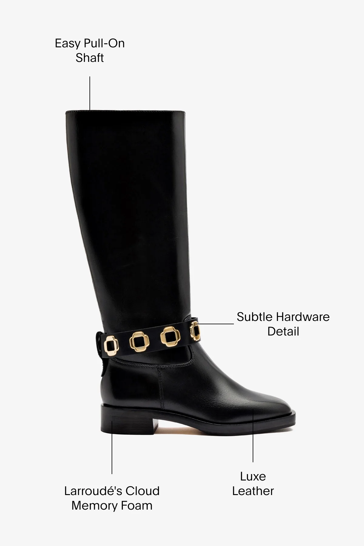 Milan Flat Boot In Black Leather - Image 5