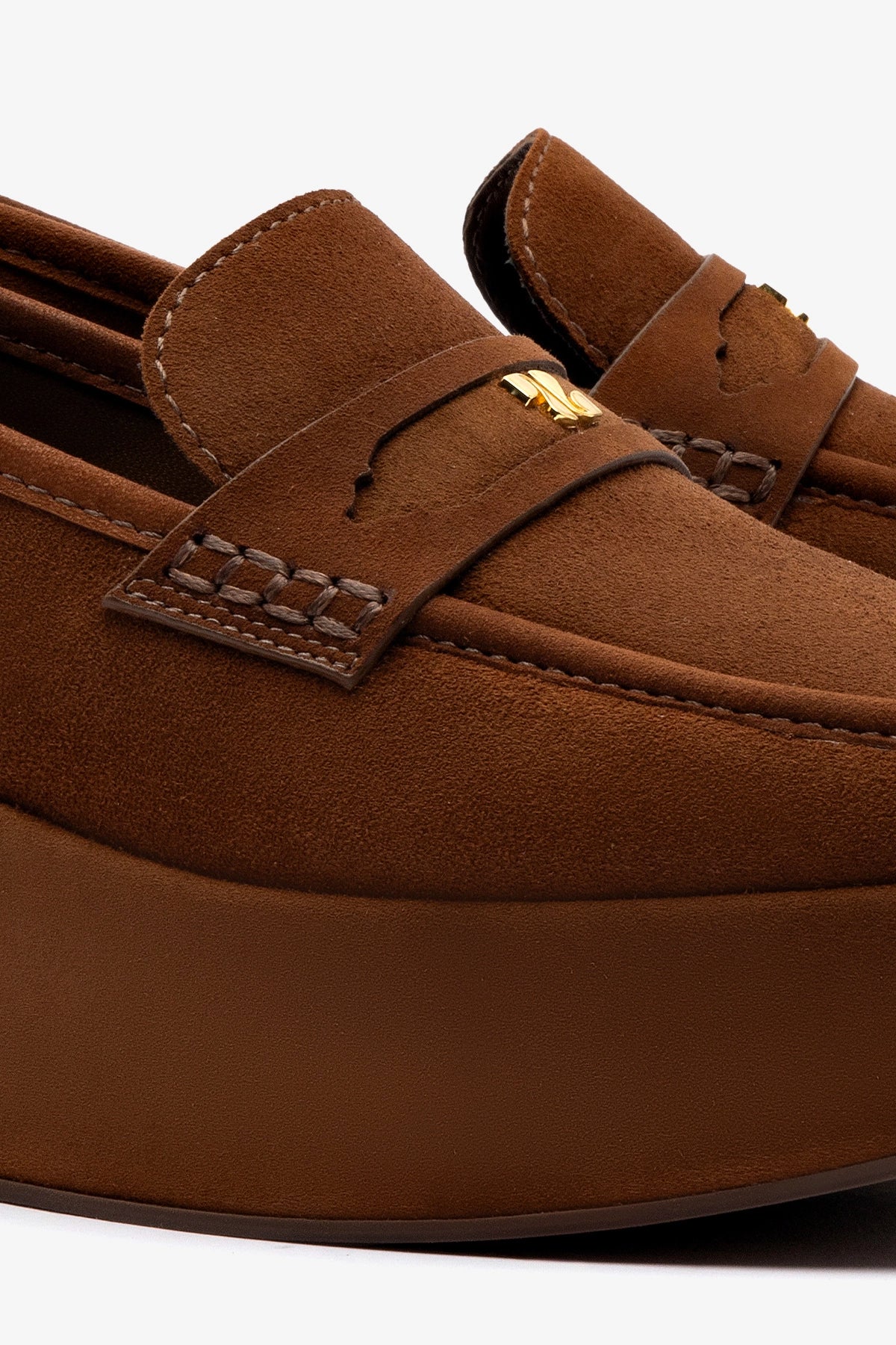 Suki Flatform Loafer In Burnt Umber Suede - Image 4