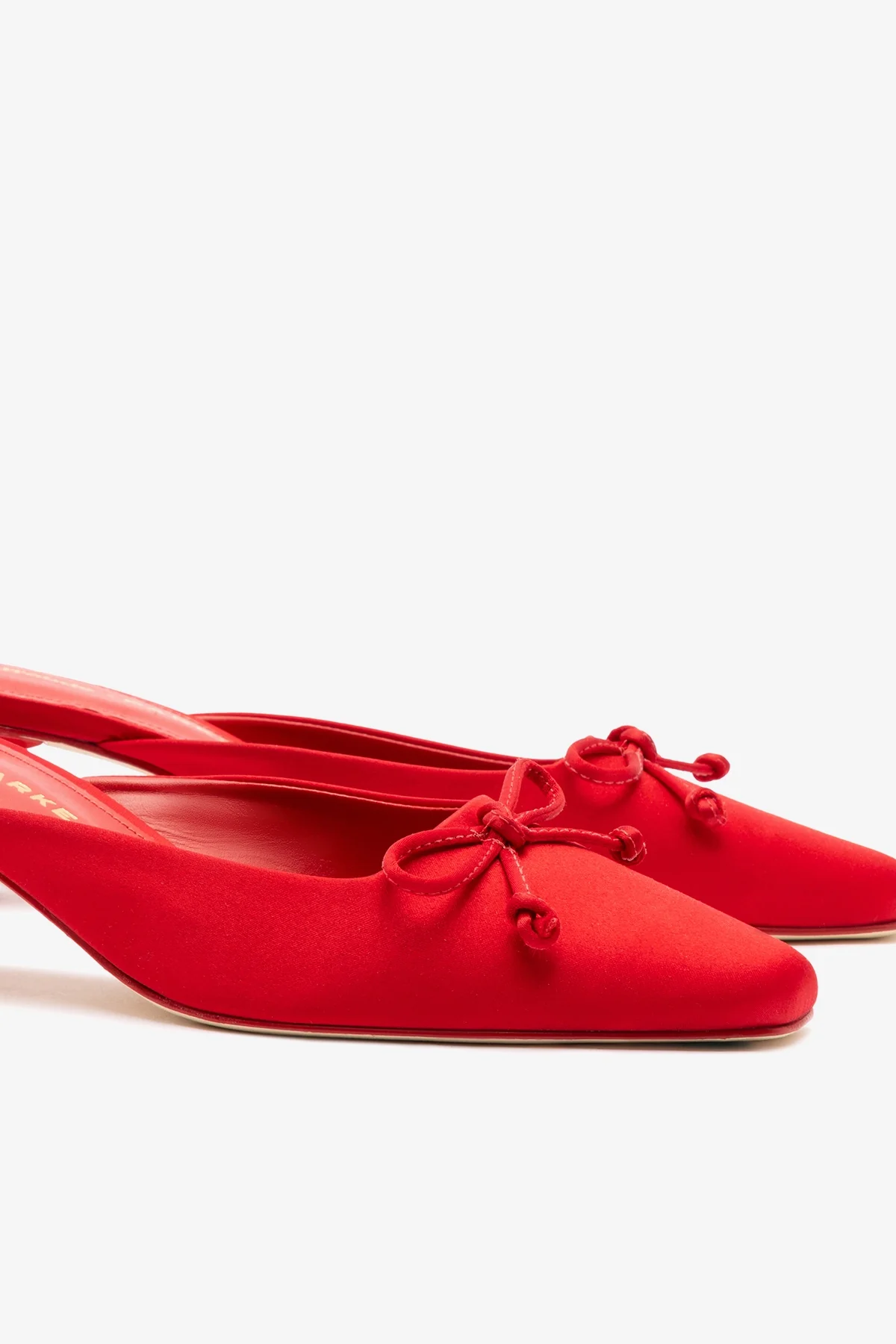 Larroudé x Parke Mule In Cherry Satin - Image 4