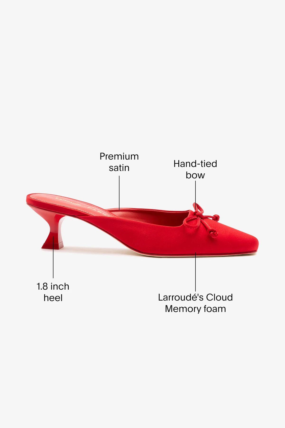 Larroudé x Parke Mule In Cherry Satin - Image 5