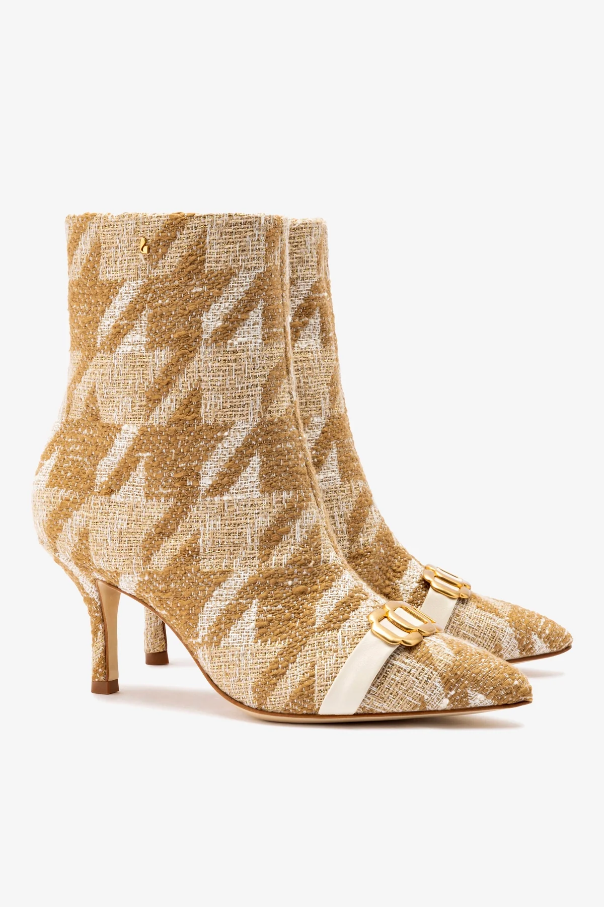 Mini Kate Boot In Latte Houndstooth Fabric - Image 3