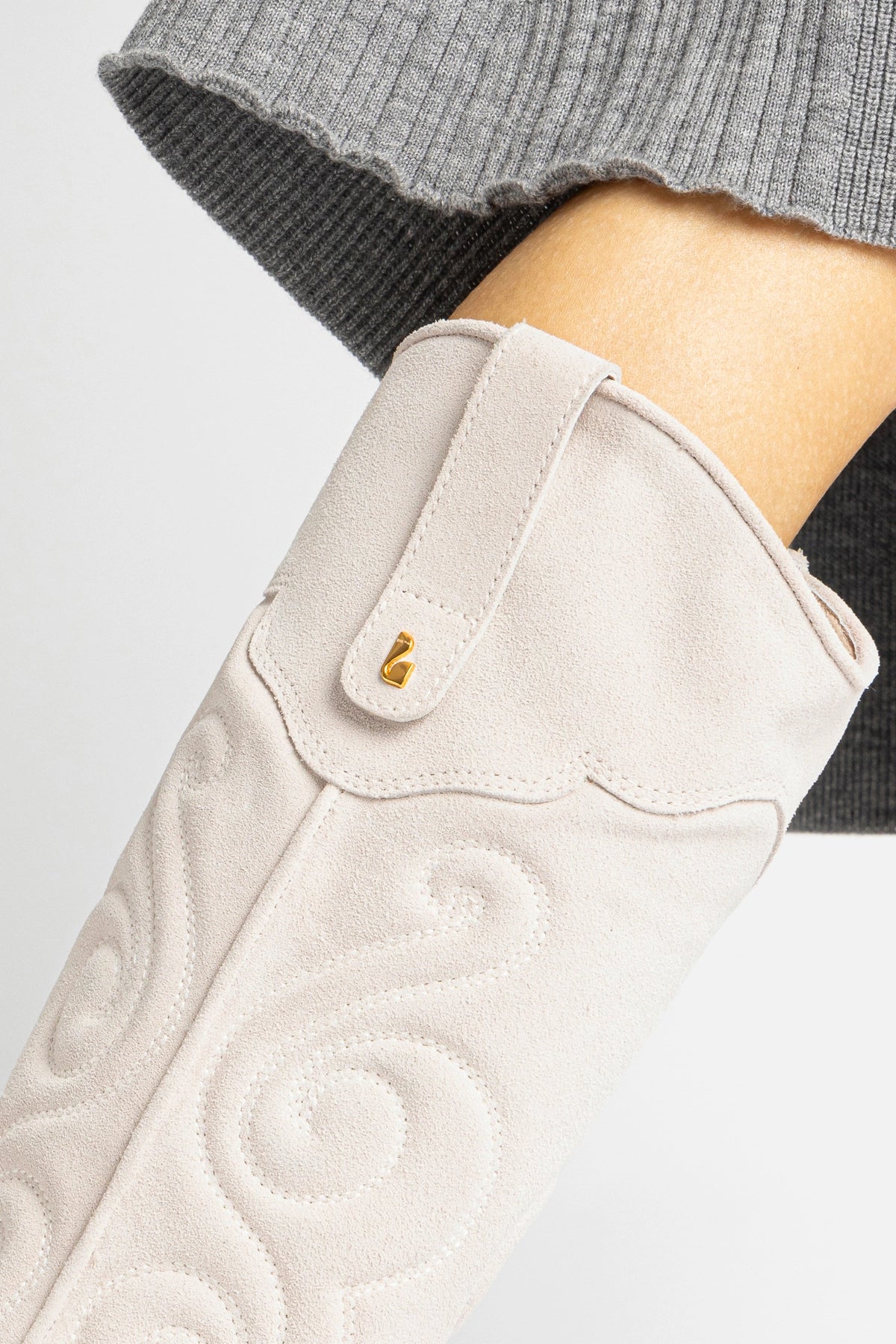Paloma Boot In Mushroom Grey Suede - Image 6
