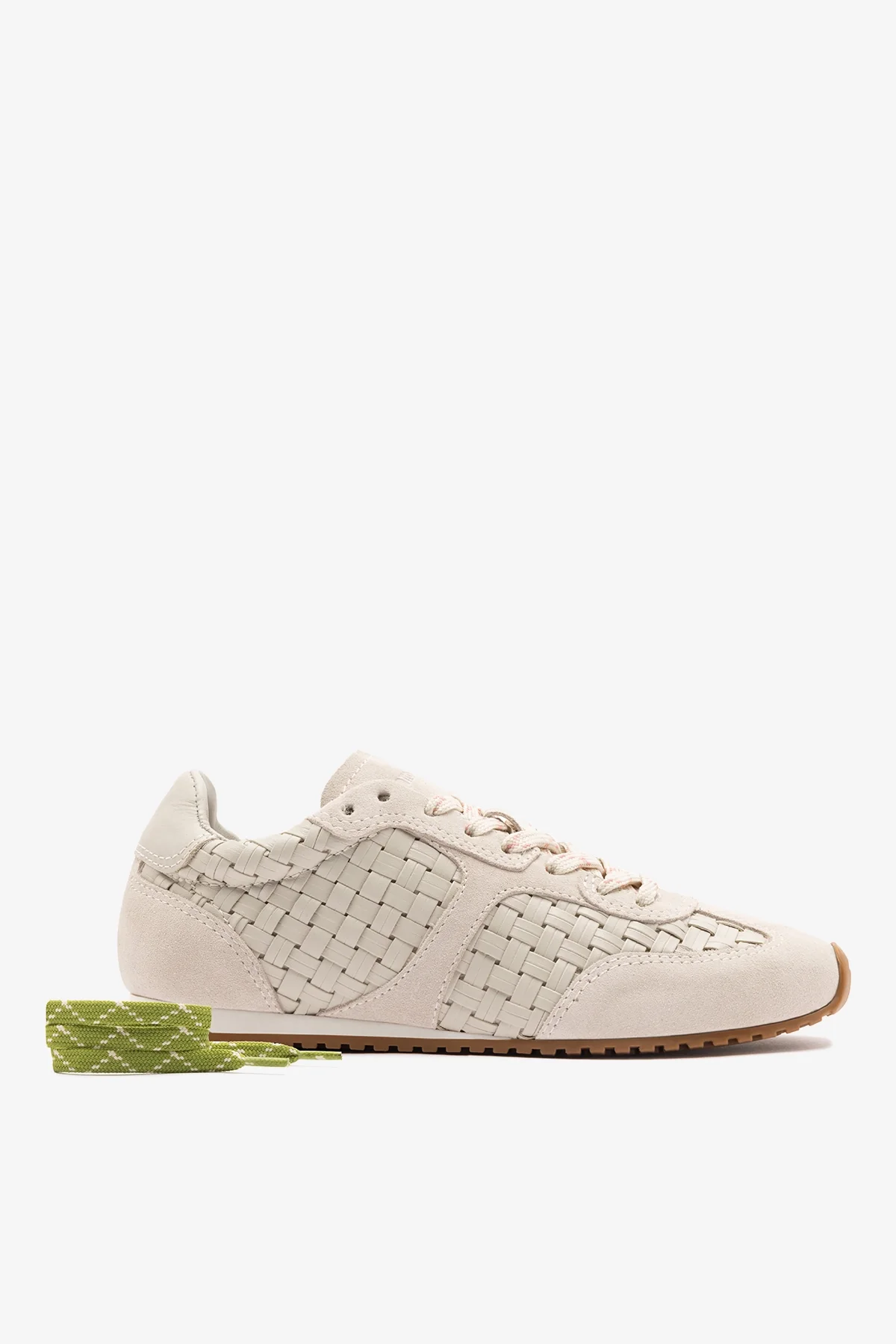 Stella Macrame Sneaker In Mushroom Grey Leather and Suede - Image 3