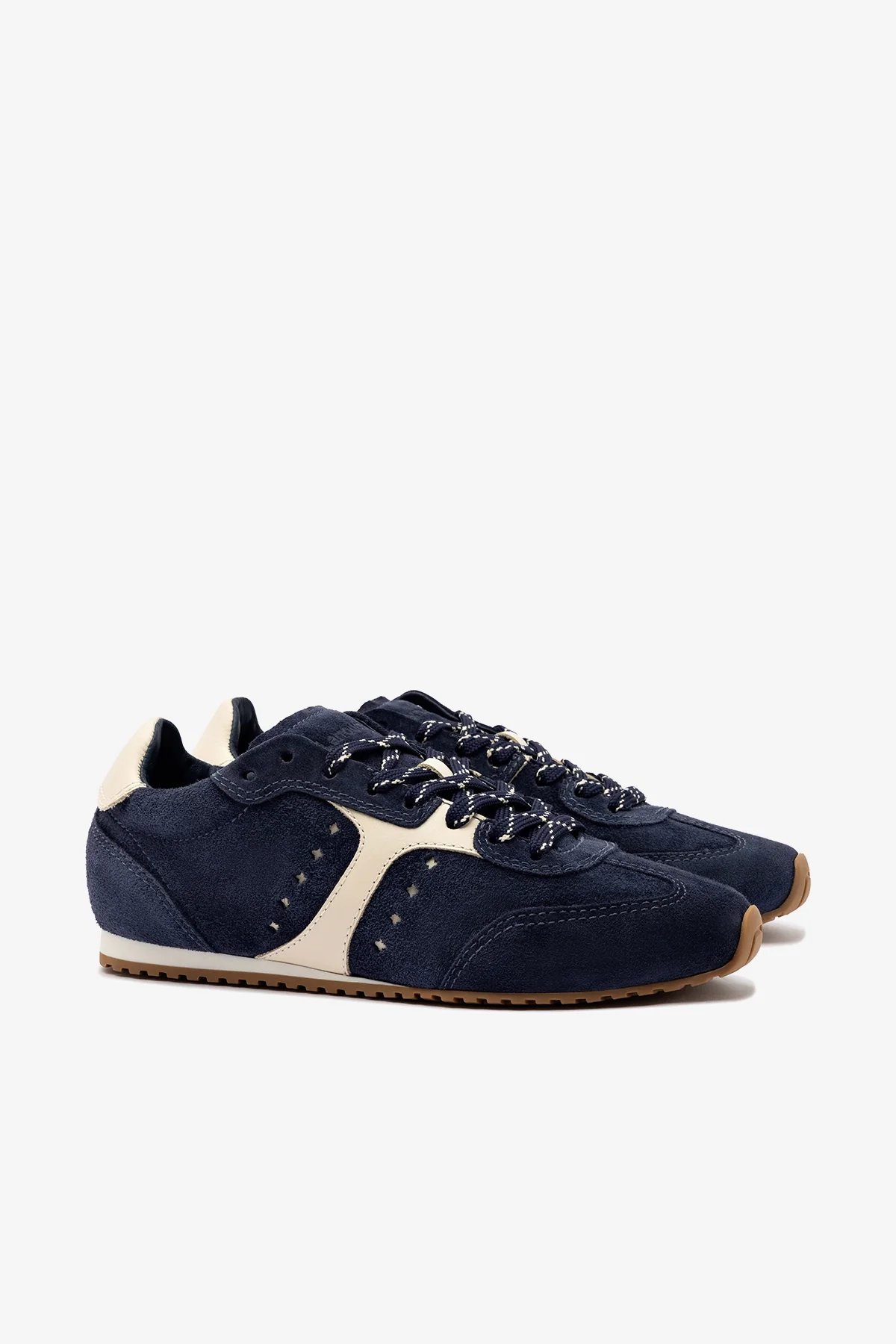 Stella Sneaker In Navy Suede and Ivory Leather - Image 3