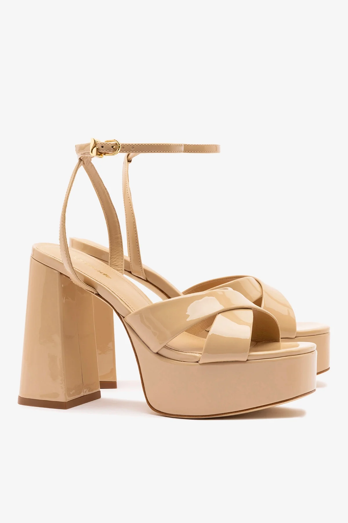 Dolly X Platform Sandal In Sand Patent Leather - Image 2