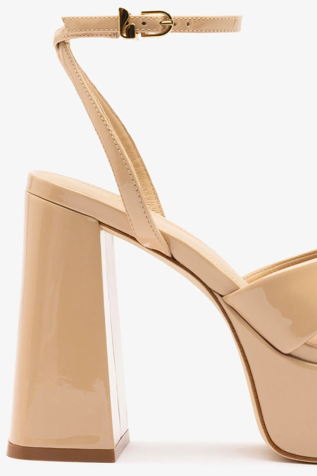 Dolly X Platform Sandal In Sand Patent Leather - Image 3